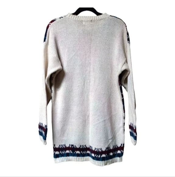 All Points By Reference Point Vintage 90's Harlequin Patchwork Sweater Medium - Picture 2 of 7